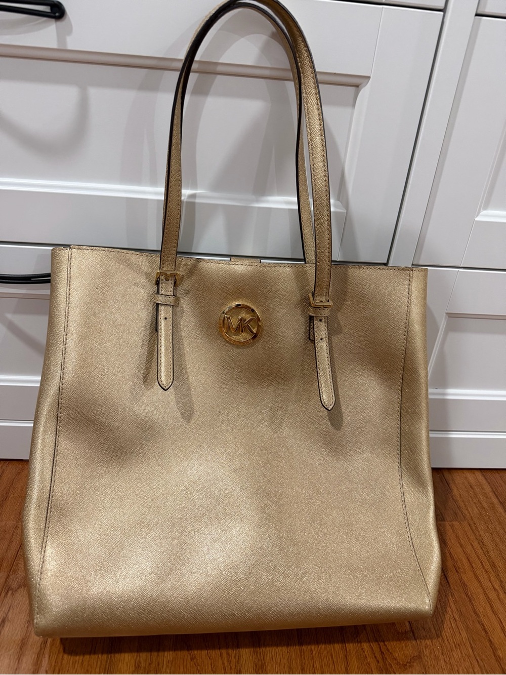 Michael Kors Metallic Gold Tote with MK Medallion